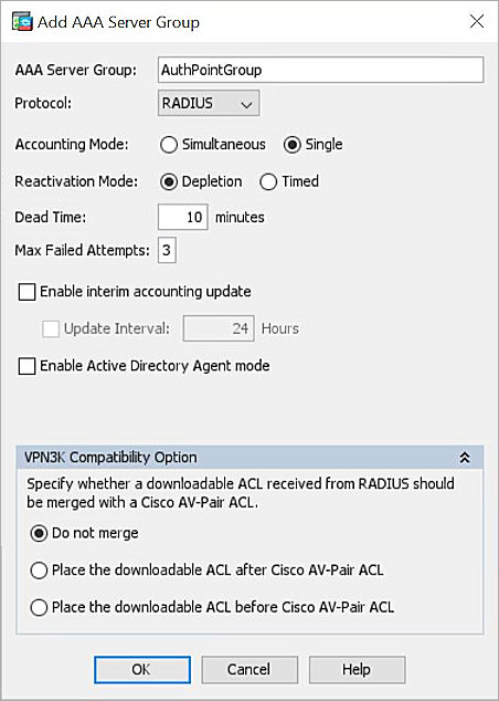 Screenshot of the RADIUS server